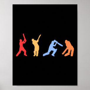 Cricket Gifts - Retro Vintage Colors Cricket Playe Poster