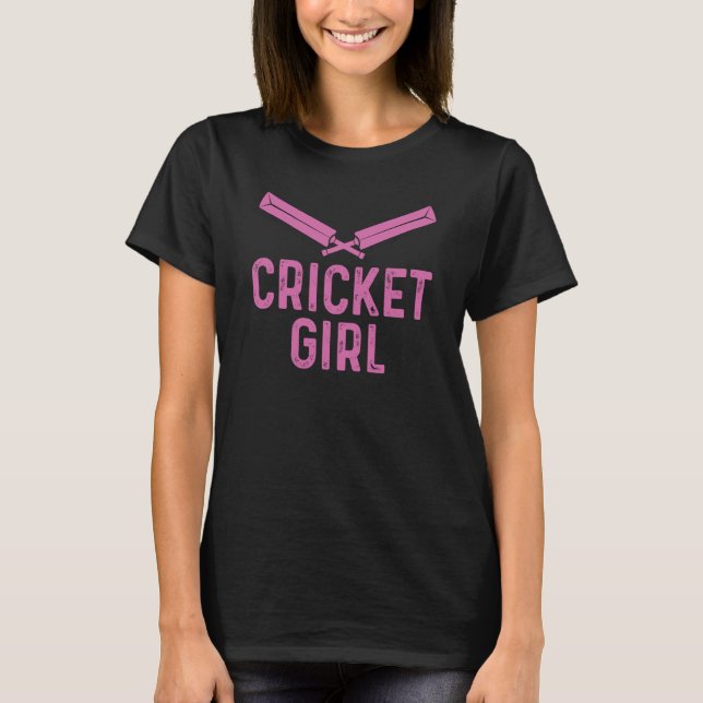 Cricket Girl Cute Cricket Player Sports T-Shirt (Front)