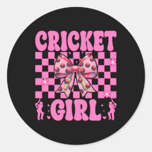 Cricket Girl Mom Mama Mothers Day Coquette Bow  Classic Round Sticker
