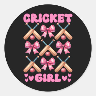 Cricket Girl Player Mom Mama Mothers Day Coquette  Classic Round Sticker