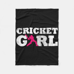 Cricket Girl Player Silhouette Sport Gift Fleece Blanket