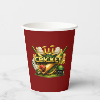 Cricket Gold Emblem Sport Inspired 8oz Paper Cup