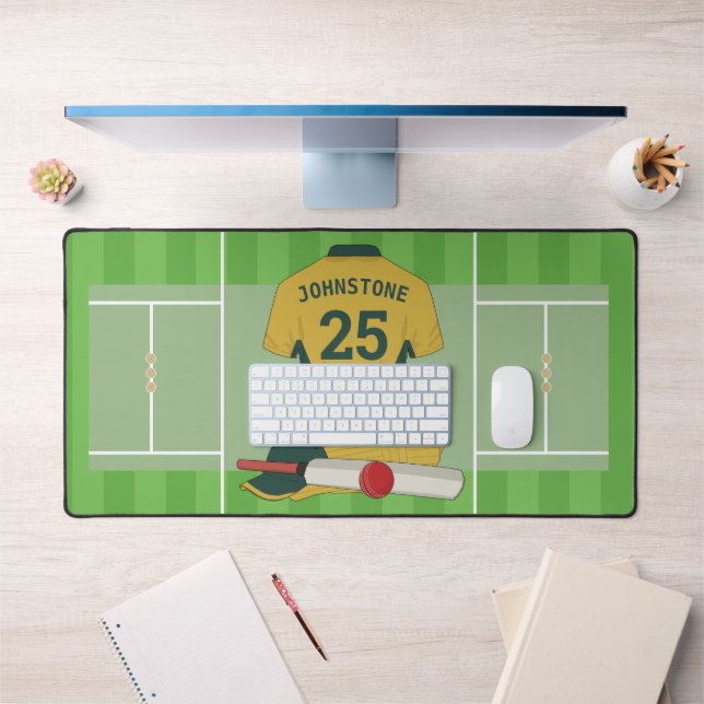 Cricket gold / green club fan/player desk mat (Office 1)
