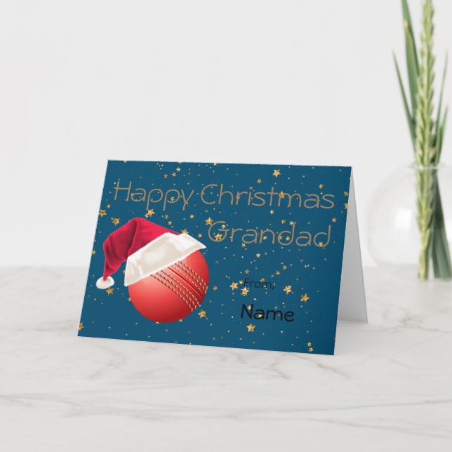 Cricket Grandad Sports Christmas Personalised Holiday Card (Front)