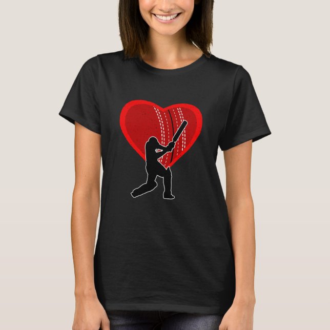 Cricket Heart Sport Love Anti Valentines Day T-Shirt (Front)