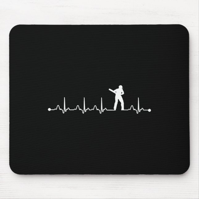 Cricket Heartbeat Ekg Pulse For Cricket Player  Mouse Mat (Front)