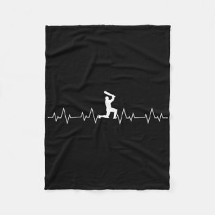 Cricket Heartbeat For Player Coach Umpire Fan Love Fleece Blanket