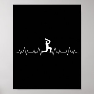 Cricket Heartbeat For Player Coach Umpire Fan Love Poster