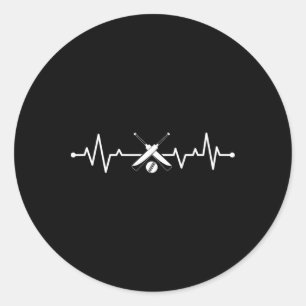 Cricket Heartbeat Heart Cricket Player Classic Round Sticker