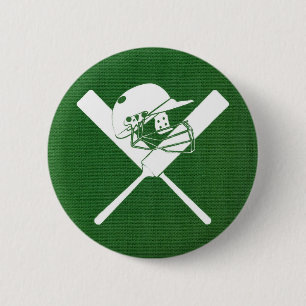 Cricket Helmet and Bats ,  6 Cm Round Badge