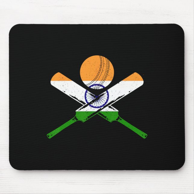 Cricket India Vintage Indian Flag Cricketer  Mouse Mat (Front)