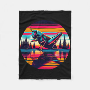 Cricket Insect Sunset Retro Style Vintage 80s 70s Fleece Blanket