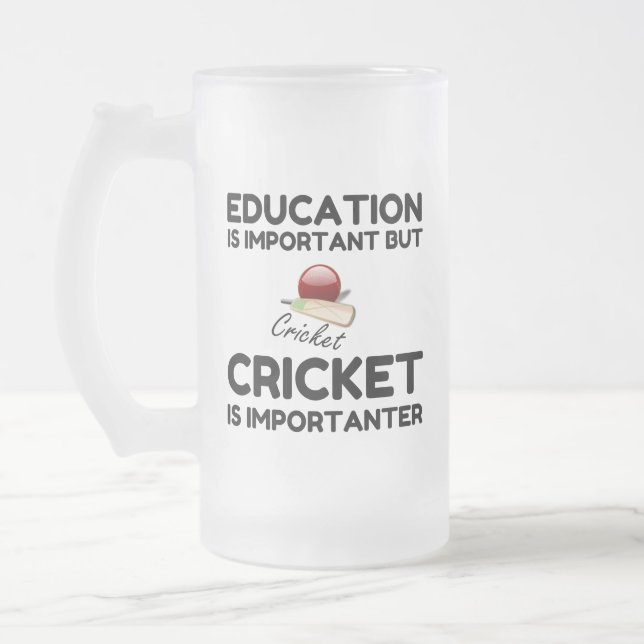 CRICKET IS IMPORTANTER FROSTED GLASS BEER MUG (Left)