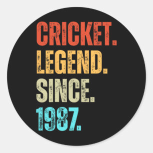Cricket Legend Since 1987 Retro Birthday  Classic Round Sticker