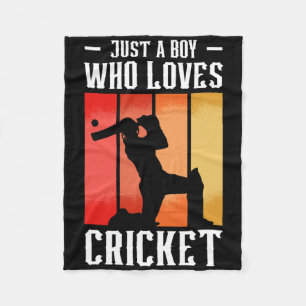 Cricket Ll Cricket Player Just A Boy Who Loves Cri Fleece Blanket