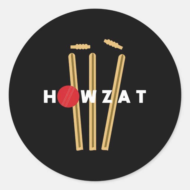 Cricket Ll Wickets Bowler Funny Out Shouting Sloga Classic Round Sticker (Front)