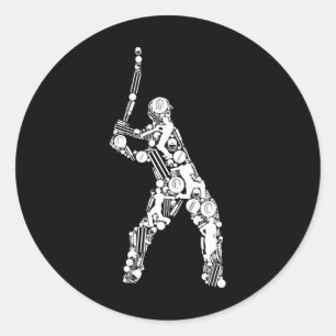 Cricket Men Cricket Player 1 Classic Round Sticker