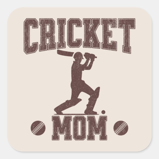 Cricket Mum Sports Enthusiast Cricket Lover Mother Square Sticker (Front)