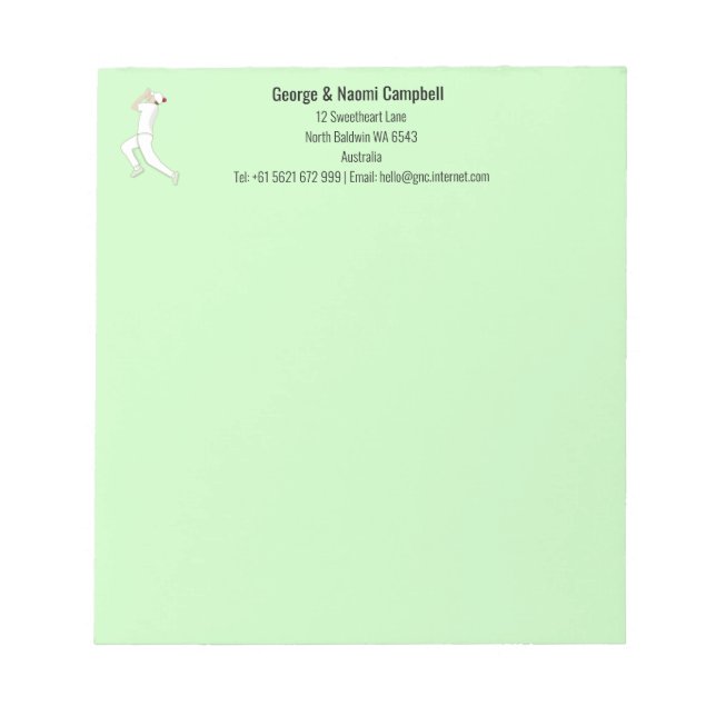 Cricket Notepad (Front)