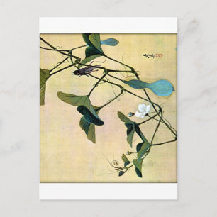 Cricket on a Vine Japanese Woodblock Art Ukiyo-E Postcard
