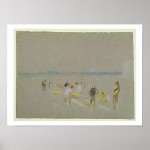 Cricket on the Goodwin Sands (chalk, w/c & bodycol Poster