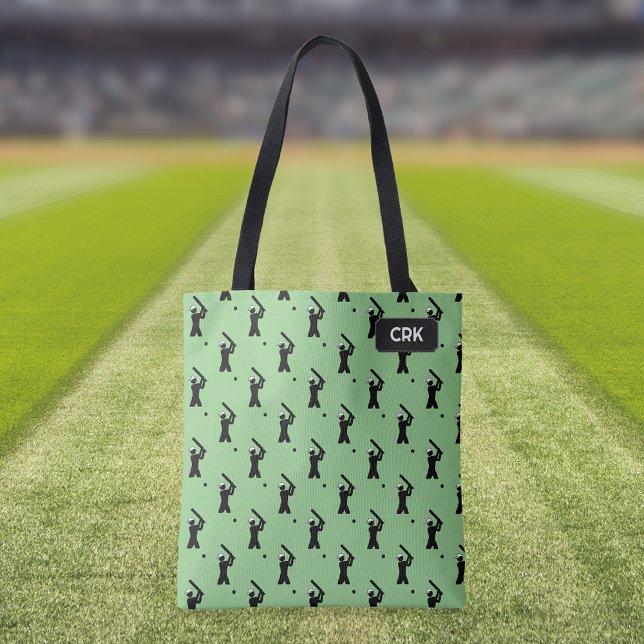 Cricket Pattern - Player Batting - your initials T Tote Bag (Creator Uploaded)