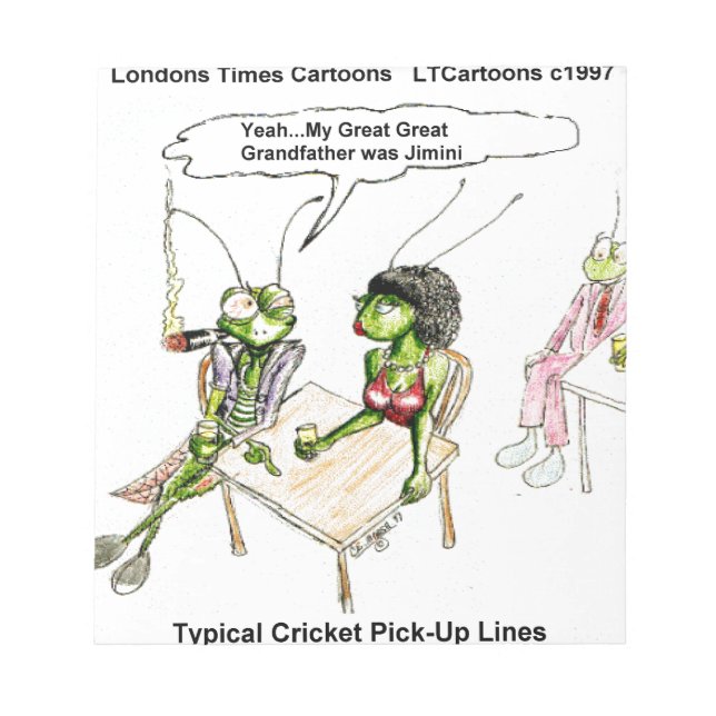 Cricket Pick-Up Lines Funny Notepad (Front)