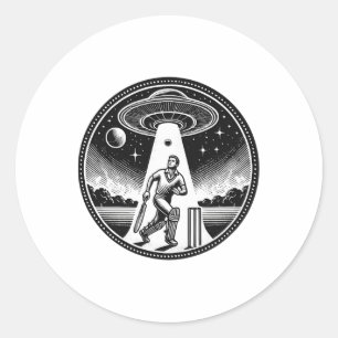 Cricket Player - Abducted Outer Space Men Classic Round Sticker