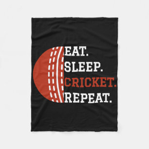 Cricket Player Apparel Eat Sleep Cricket Repeat  Fleece Blanket