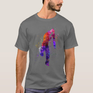 Cricket player batsman silhouette in watercolor5 T-Shirt