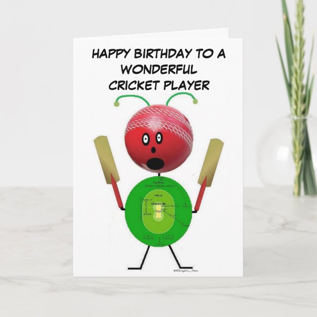 Cricket Player Birthday Card (Front)
