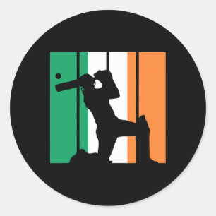 Cricket Player Boys Sport Crickets Classic Round Sticker