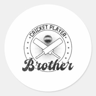 Cricket Player Brother Classic Round Sticker