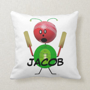 Cricket Player Cartoon Cushion