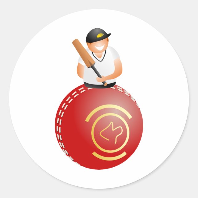 Cricket Player Classic Round Sticker (Front)