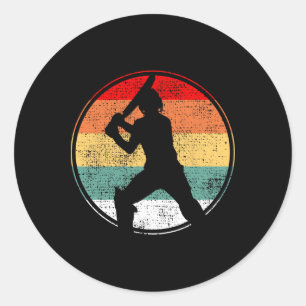 Cricket Player Coach Retro Vintage Cool Gift Classic Round Sticker