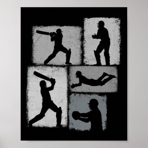 Cricket Player Collage Men Women Cricketer Coach Y Poster