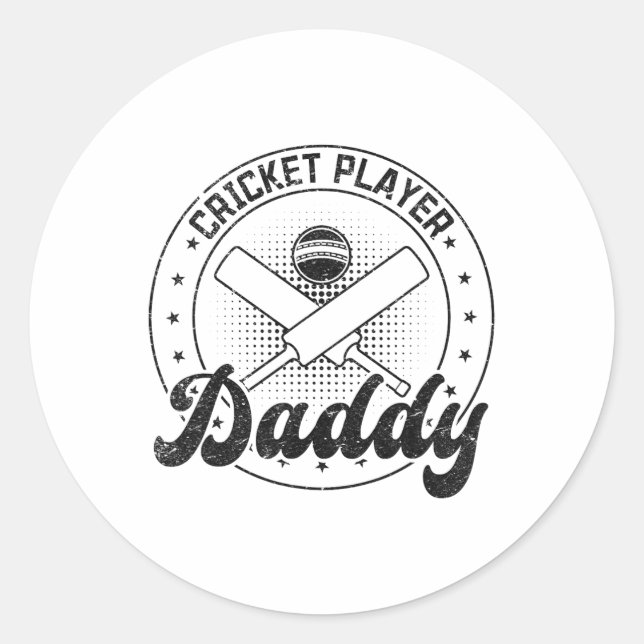 Cricket Player Daddy  Classic Round Sticker (Front)