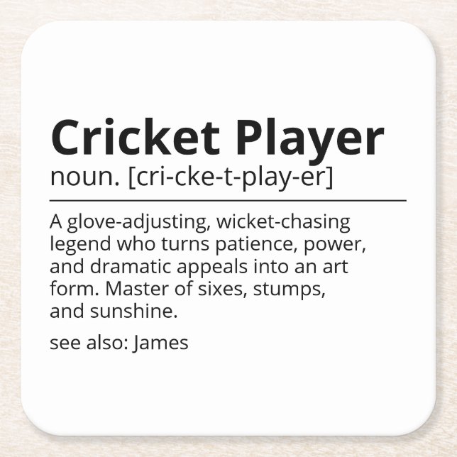 Cricket Player Gift Personalised Coaster | Custom  (Front)