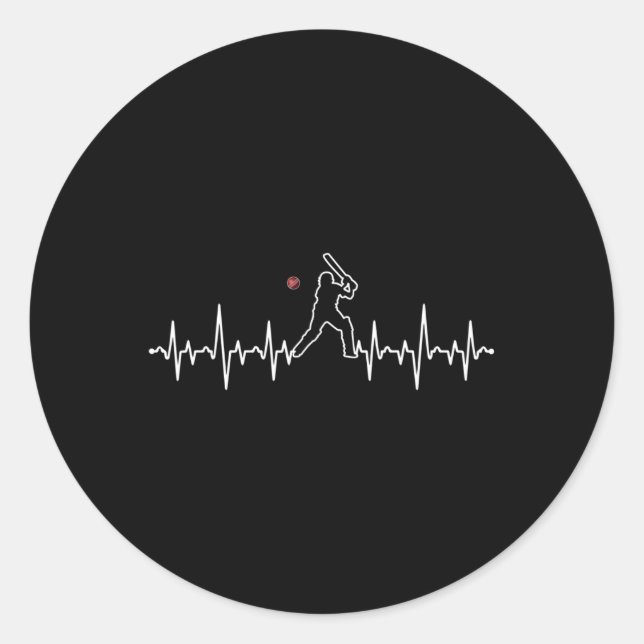 Cricket Player Heartbeat Cricket Gift  Classic Round Sticker (Front)