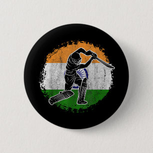 Cricket Player Indian Flag Cricketer  6 Cm Round Badge