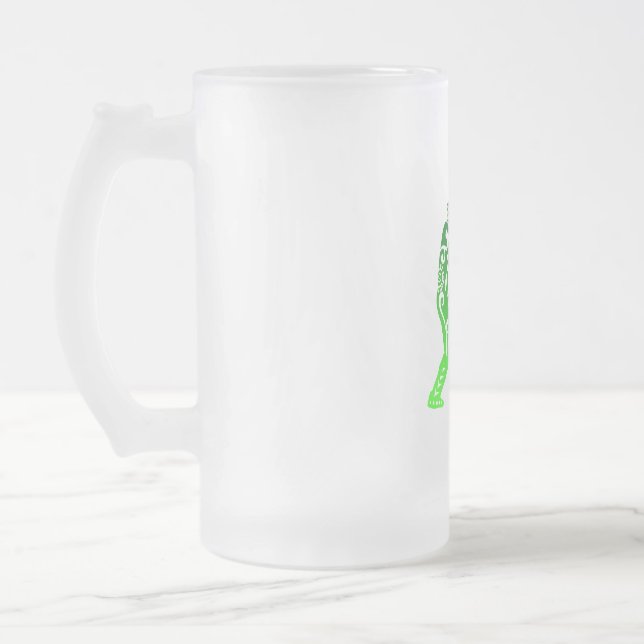 Cricket Player Maori Style Tribal Tattoo Gift Idea Frosted Glass Beer Mug (Left)