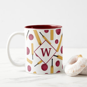 Cricket Player Monogram Two-Tone Coffee Mug
