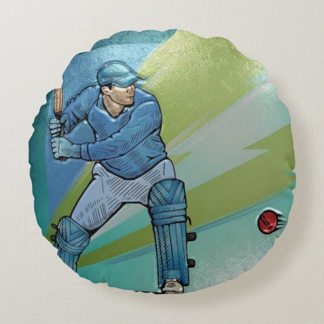 cricket player printed / round  pillow (Front)