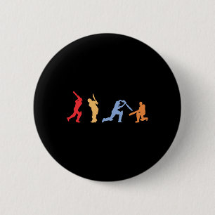 Cricket Player Retro Cricket Silhouette Cricket Sp 6 Cm Round Badge
