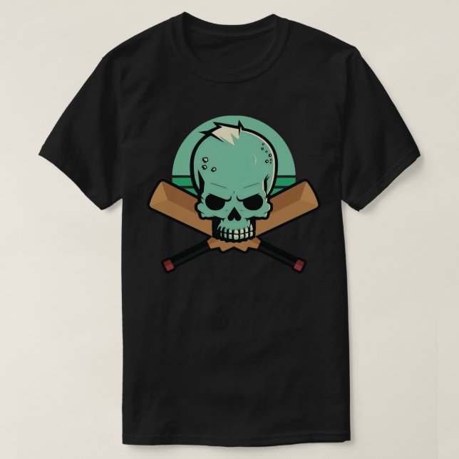 Cricket Player Skull Bat T-Shirt (Design Front)