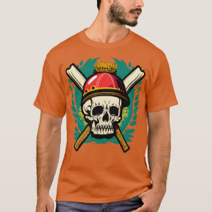 Cricket Player Skull Helmet Bat (1) T-Shirt