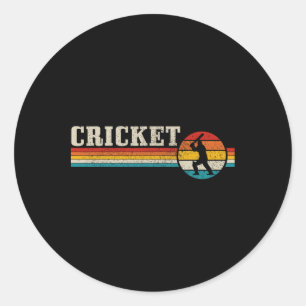 Cricket Player Sports Vintage Retro Cricket Classic Round Sticker
