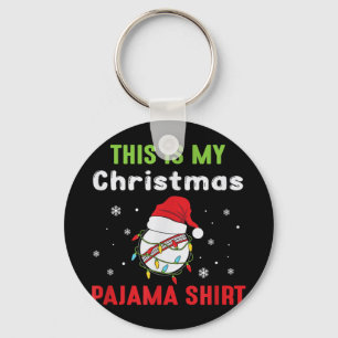 Cricket Player This Is My Christmas Pajama  Key Ring