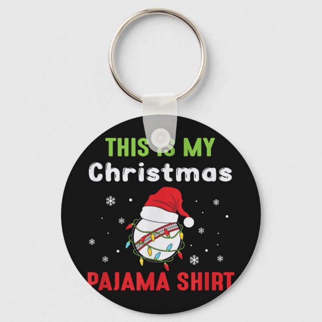 Cricket Player This Is My Christmas Pajama  Key Ring (Front)